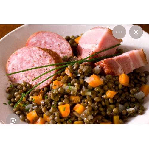 Salted pork with lentils