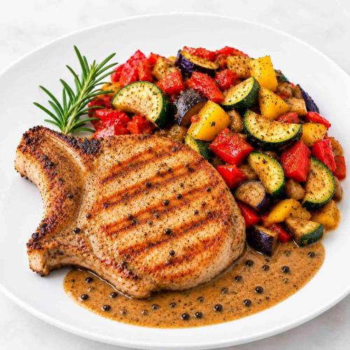 Côte de porc grillée et ratatouille maison
